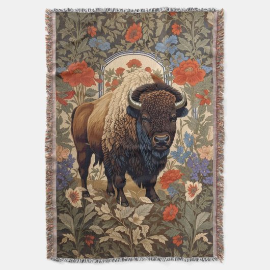 Elegante Bison William Morris Geïnspireerd Deken (Voorkant Verticaal)