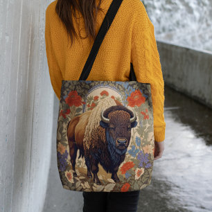 Elegante Bison William Morris Geïnspireerd Draagtas
