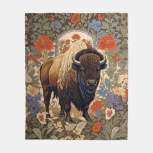 Elegante Bison William Morris Geïnspireerd Fleece Deken