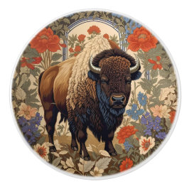 Elegante Bison William Morris Geïnspireerd Keramische Knop