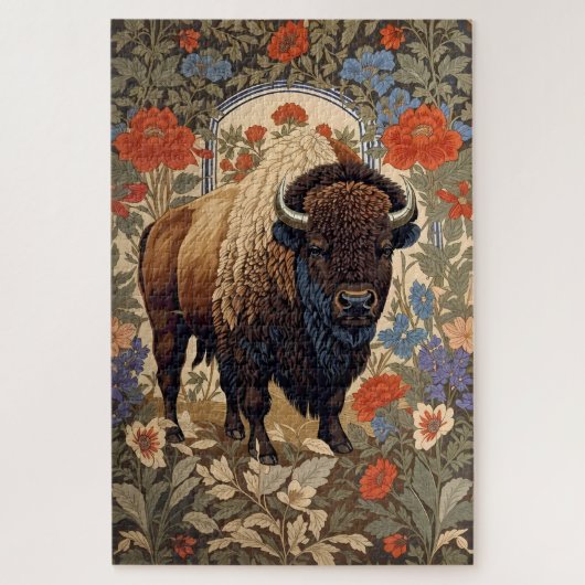 Elegante Bison William Morris Geïnspireerd Legpuzzel (Verticaal)