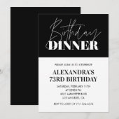 Elégante Black 73e anniversaire invitations Dîner (Devant / Derrière)