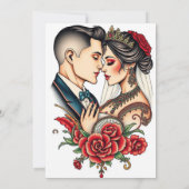 Elegante Black and Gold Floral bruiloft uitnodigin Kaart (Achterkant)