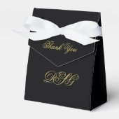 Elegante Black and Gold Heart Wedding Dank u Bedankdoosjes (Voorkant Zijde)