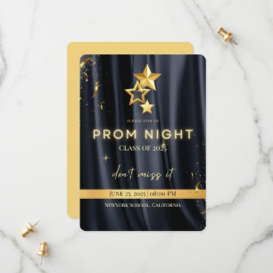 Élégante Black and Gold Prom Night Invitation 2025