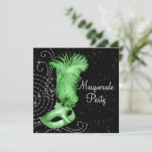 Elegante Black and Lime Green Masquerade Party Kaart (Staand voorkant)