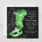 Elegante Black and Lime Green Masquerade Party Kaart (Achterkant)