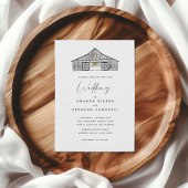 Elegante Black and White Barn bruiloft uitnodiging