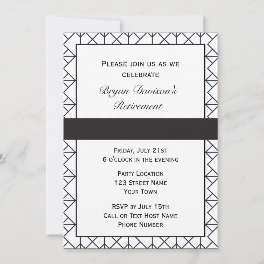 Elegante Black and White Party uitnodiging (Voorkant)