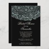 Elégante Black Blue Lace Bridal Shower Invitation (Devant / Derrière)