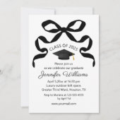 Elegante Black Bow Afstudeerfeest Klasse van 2025 Kaart (Voorkant)