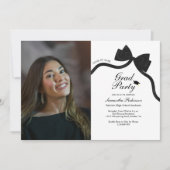 Elegante Black Bow Graduation Party Foto Kaart (Voorkant)