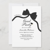 Elegante Black Bow Graduation Party Kaart (Voorkant)