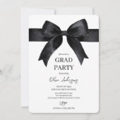 Elegante Black Bow Graduation Party Kaart (Voorkant)