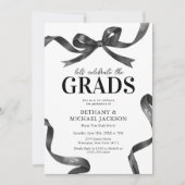 Elegante Black Bow Joint Graduation Party Kaart (Voorkant)