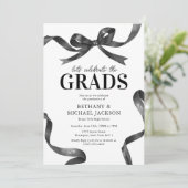 Elegante Black Bow Joint Graduation Party Kaart (Staand voorkant)