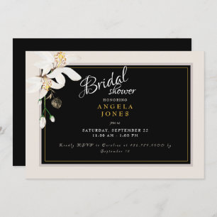 Elégante Black & Cream Bridal Shower Invitation