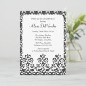 Elégante Black Damask Bridal Shower Invitation (Debout devant)