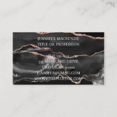 Elegante Black en Roos Gold Agaat Luxury Visitekaartje (Achterkant)