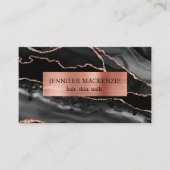 Elegante Black en Roos Gold Agaat Luxury Visitekaartje (Voorkant)