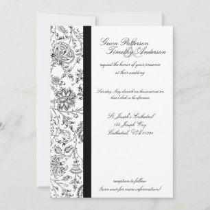 Elégante Black Floral Wedding Invitations
