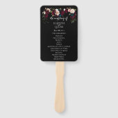 Elegante Black Floral Wedding Program Set van fans Handwaaier (Voorkant)