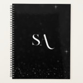 Elegante Black Glitter Planner met Initialen (Voorkant)