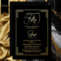 Elegante Black Gold 50e Verjaardag Art Deco Feestj