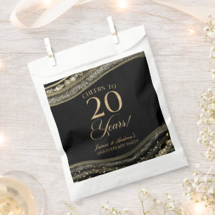 Elegante Black Gold Agaat 20e Jubileum Party Bedankzakje