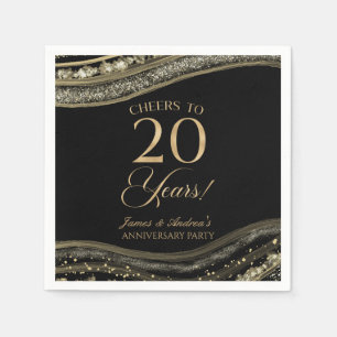 Elegante Black Gold Agaat 20e Jubileum Party Servet