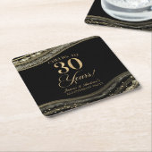 Elegante Black Gold Agaat 30e Jubileum Party Vierkante Kartonnen Onderzetter (Schuin)