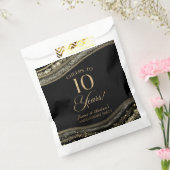 Elegante Black Gold Agate 10e Jubileum Party Bedankzakje (Gezegeld)