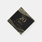 Elegante Black Gold Agate 20e verjaardagsfeestje Servet (Hoek)