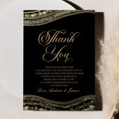 Elegante Black Gold Agate Jubileumfeest Bedankkaart