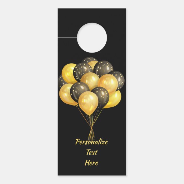 Elegante Black & Gold Balloons Party Celebration (Voorkant)