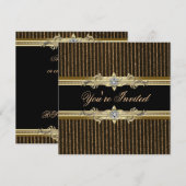 Elegante Black Gold Black Stropdas Party Uitnodigi Kaart (Voorkant / Achterkant)