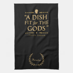Elegante Black Gold Chef Quote: Fit for the Gods Theedoek
