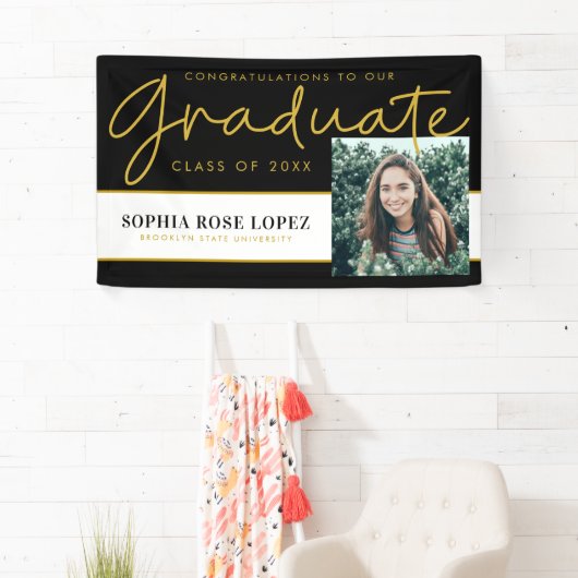Elegante Black Gold Class van 2021 Afstuderen Foto Spandoek (Insitu)