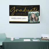 Elegante Black Gold Class van 2021 Afstuderen Foto Spandoek (Beurs)