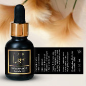 Elegante Black & Gold Essential Oil Dropper-fles Etiket
