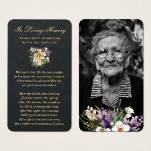 Elégante Black Gold Floral Cartes de prière