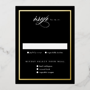 Elégante Black Gold Foil Mariage Cartes RSVP