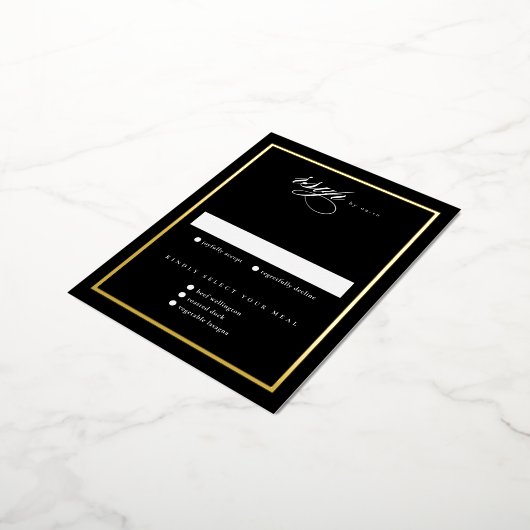 Elégante Black Gold Foil Mariage Cartes RSVP (Rotation)