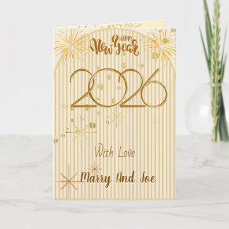 Elegante Black Gold Gelukkig Nieuwjaar 2026 Groet  Feestdagen Kaart