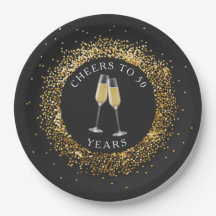 Elegante Black & Gold Glitter Verjaardagspapier Bo