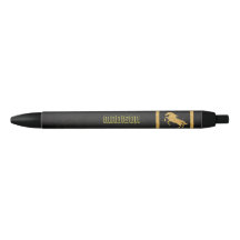 Elegante Black Gold Horse gepersonaliseerde school