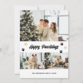 Elégante Black Gold Joyeux Pawlidays Carte de Noël (Devant)