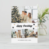 Elégante Black Gold Joyeux Pawlidays Carte de Noël (Debout devant)