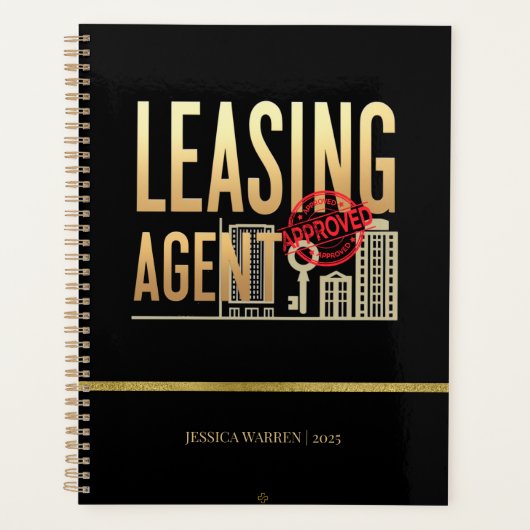 Elegante Black Gold Leasing Agent – gepersonalisee Planner (Voorkant)