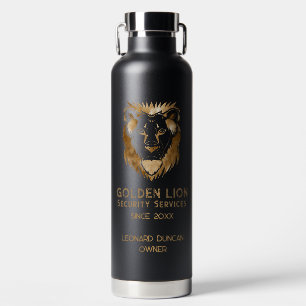 Elegante Black Gold Lion Luxe Business Logo Waterfles